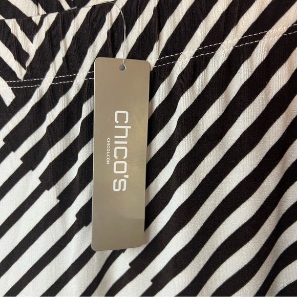 NWT Chicos Travelers Palazzo Wide Leg Pull On Pants Brown White Striped Size L - Picture 6 of 8